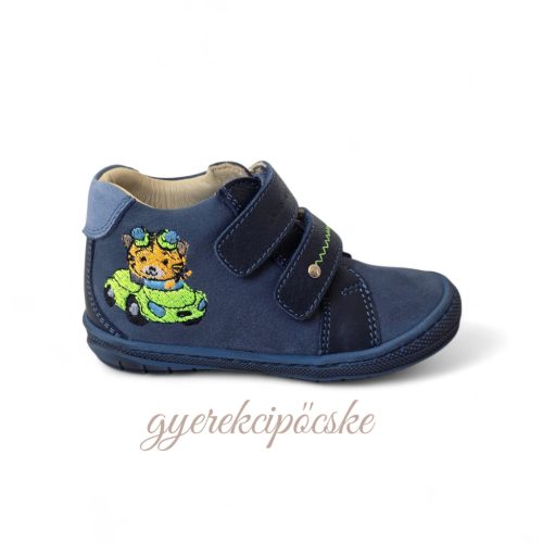 Szamos Kölyök kék bőr első lépés cipő fiúknak tigris mintával