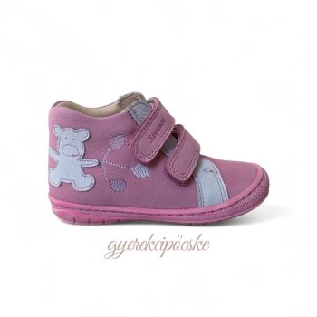 Szamos Kölyök pink lány bőr első lépés cipő macival és lufikkal