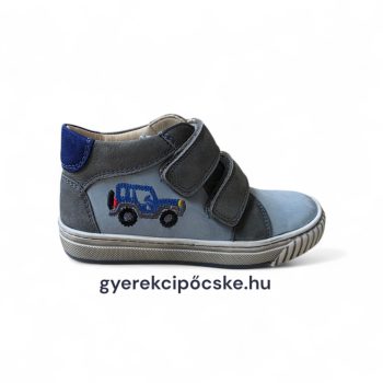 Szamos kisfiú átmeneti cipő 1909-102882 szürke bőr kék terepjáró hímzéssel