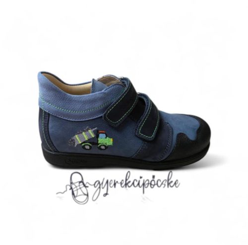 Szamos szupinált kisfiú átmeneti cipő 1916-107093 sötétkék bőr teherautó hímzéssel
