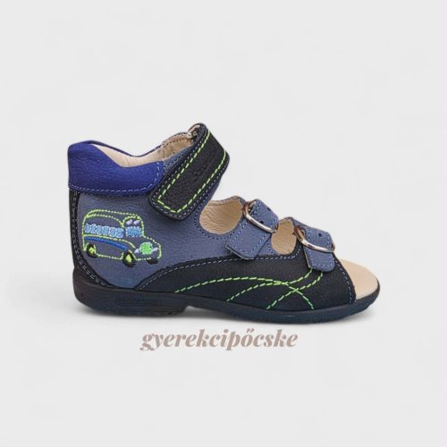 Szamos Kölyök szupinált kék fiú szandál buszos mintával orvostechnikai eszköz