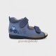 Szamos Kölyök szupinált fiú bőr szandál - Világoskék/Sötétkék traktoros hímzéssel