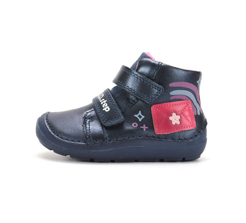 D.D.Step A116-62403A kislány barefoot bélelt zárt cipő –kék (SUN REACTIVE & világító talp)