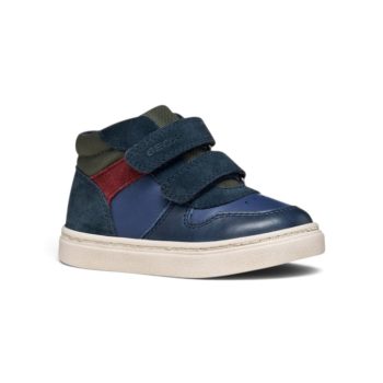   Geox Nashik kisfiú magasszárú bőr sportcipő – denim / sötétzöld (viaszolt bőr és velúr)