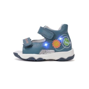 D.D.Step G064-61462 kisfiú világító kék bőr szandál nap és föld mintával