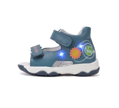 D.D.Step G064-61462 kisfiú világító kék bőr szandál nap és föld mintával