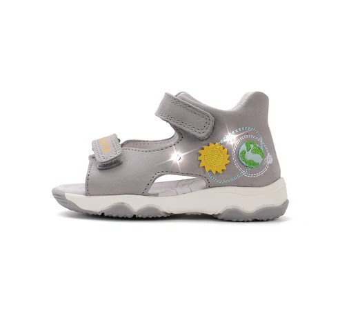 D.D.Step G064-61462A kisfiú világító bőr szandál szürke színben nap és föld mintával