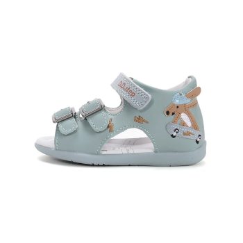   D.D.Step G075-61229A Kisfiú bőr szandál - Világoskék gördeszkás kutyussal