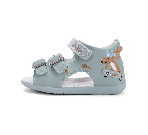 D.D.Step G075-61229A Kisfiú bőr szandál - Világoskék gördeszkás kutyussal