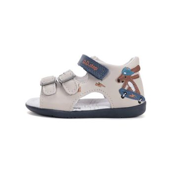 D.D.Step G061-229B kisfiú bőr szandál gördeszkás kutyus mintával szürke-kék színben