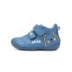 D.D.Step kisfiú bőr első lépés cipő S015-61472A középkék színben Bear felirattal és hímzett maci mintával