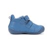 D.D.Step kisfiú bőr első lépés cipő S015-61472A középkék színben Bear felirattal és hímzett maci mintával