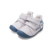 D.D.Step kisfiú bőr első lépés cipő S015-61472B világosszürke színben sötétkék talppal és Bear feliratos maci mintával