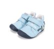 D.D.Step kisfiú bőr első lépés cipő S015-61472 világoskék színben sötétkék orrvédővel és maci mintával