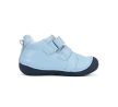 D.D.Step kisfiú bőr első lépés cipő S015-61472 világoskék színben sötétkék orrvédővel és maci mintával