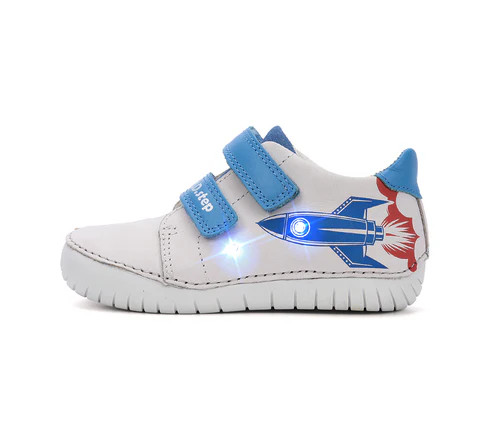 D.D.Step kisfiú világító zárt cipő S050-61691A - Bézs"Rakéta" (Kapcsolható LED)