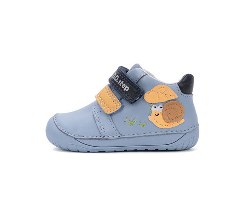 D.D.Step kisfiú barefoot cipő S070-61995A világoskék bőr UV-fényre színváltó csiga mintával