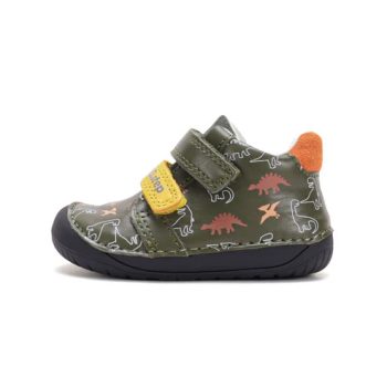   D.D.Step kisfiú Barefoot zárt cipő – dinoszaurusz mintás, sötétzöld (S070-62594)