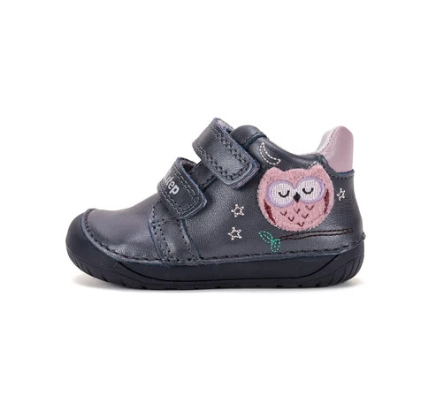 D.D.Step kislány Barefoot zárt cipő – bagoly mintás, sötétkék (S070-62659A)